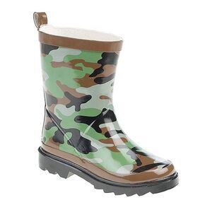 StormWells Childrens/Kids Camouflage Print Rain Boots / Green/Brown/Black